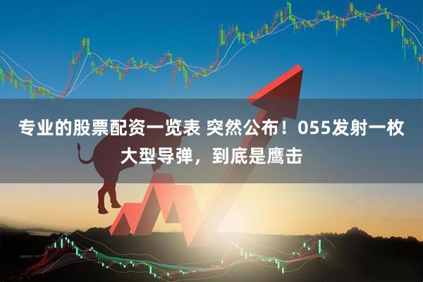 专业的股票配资一览表 突然公布！055发射一枚大型导弹，到底是鹰击